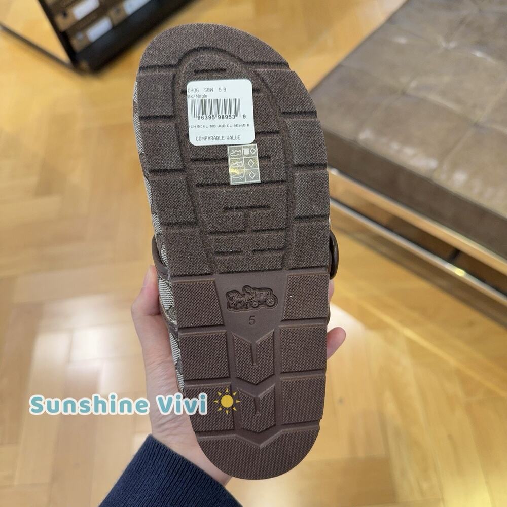 NWT Coach Woman Archival Buckle Clog In Signature Jacquard Oak/Maple CCH06 US10 - Picture 4 of 8